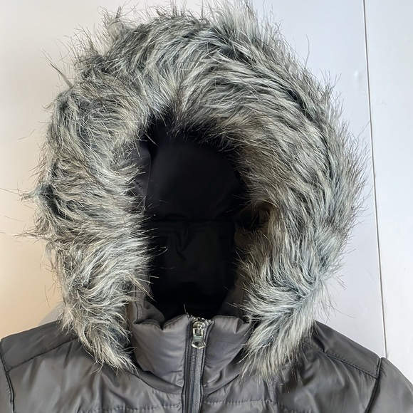 Grey Medium Winter Jacket Coat with Attached Cozy Hood Pink Interior - Picture 10 of 12